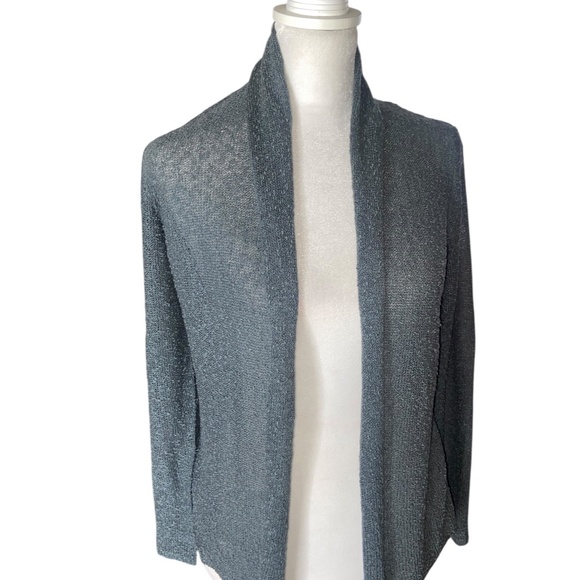 Windi River Gray Open Weave Draped Cardigan Size Small - Picture 7 of 16